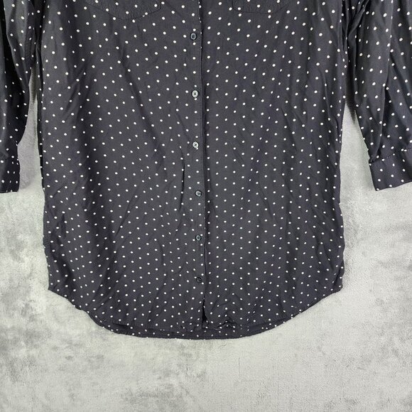 Women's Gap Black & White Polka Dot Shirt Button Down Size L - Picture 3 of 11